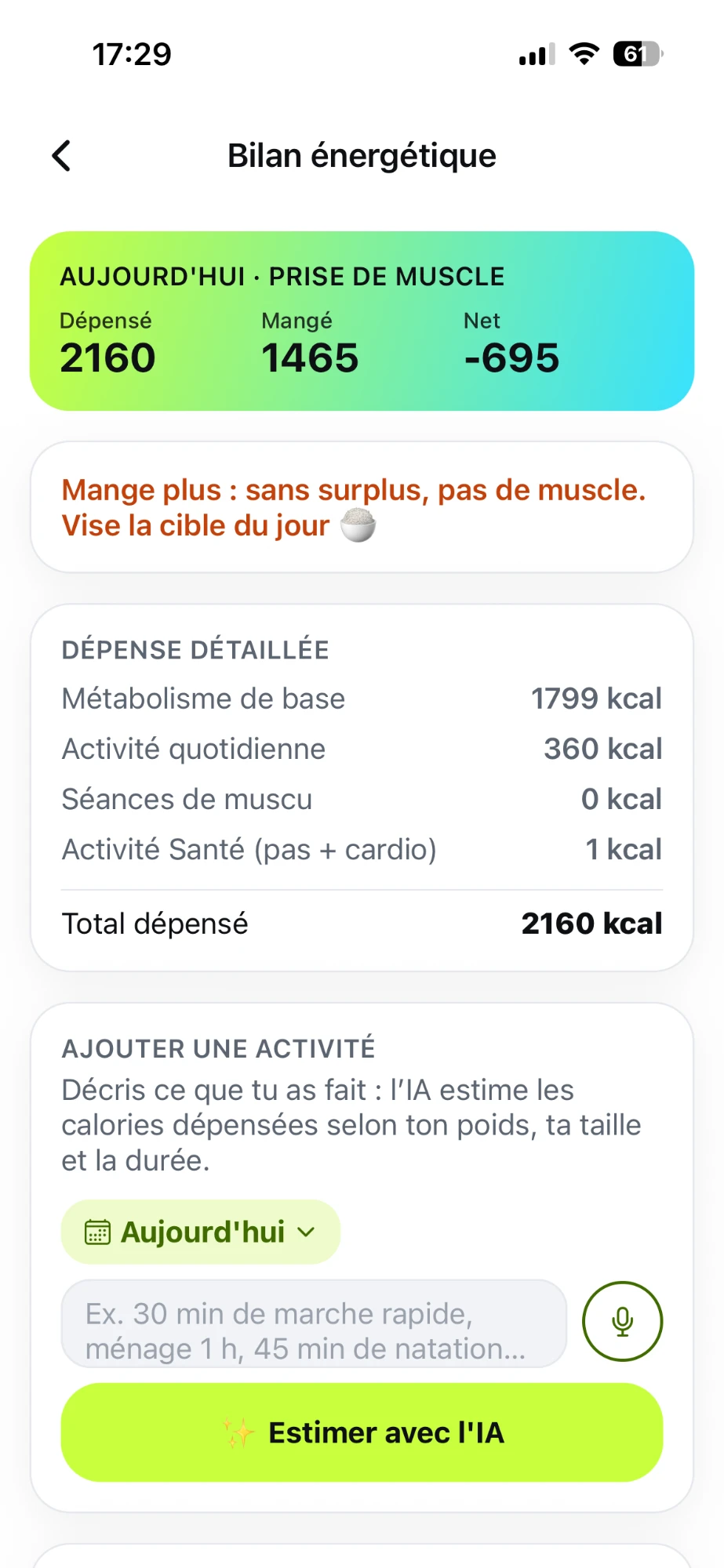 Bilan énergétique Talos